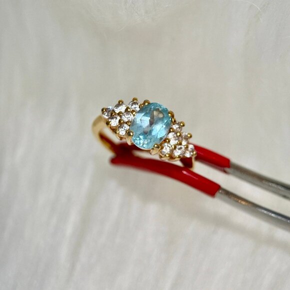 Aquamarine/Cz Ring - Picture 3 of 6